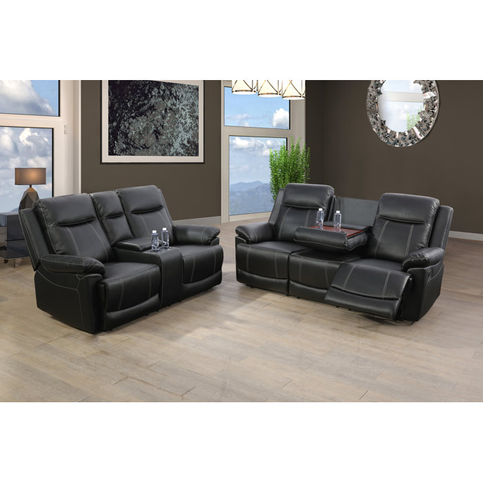 Hokku Designs Tribune 2 Piece Vegan Leather Reclining Living Room Set